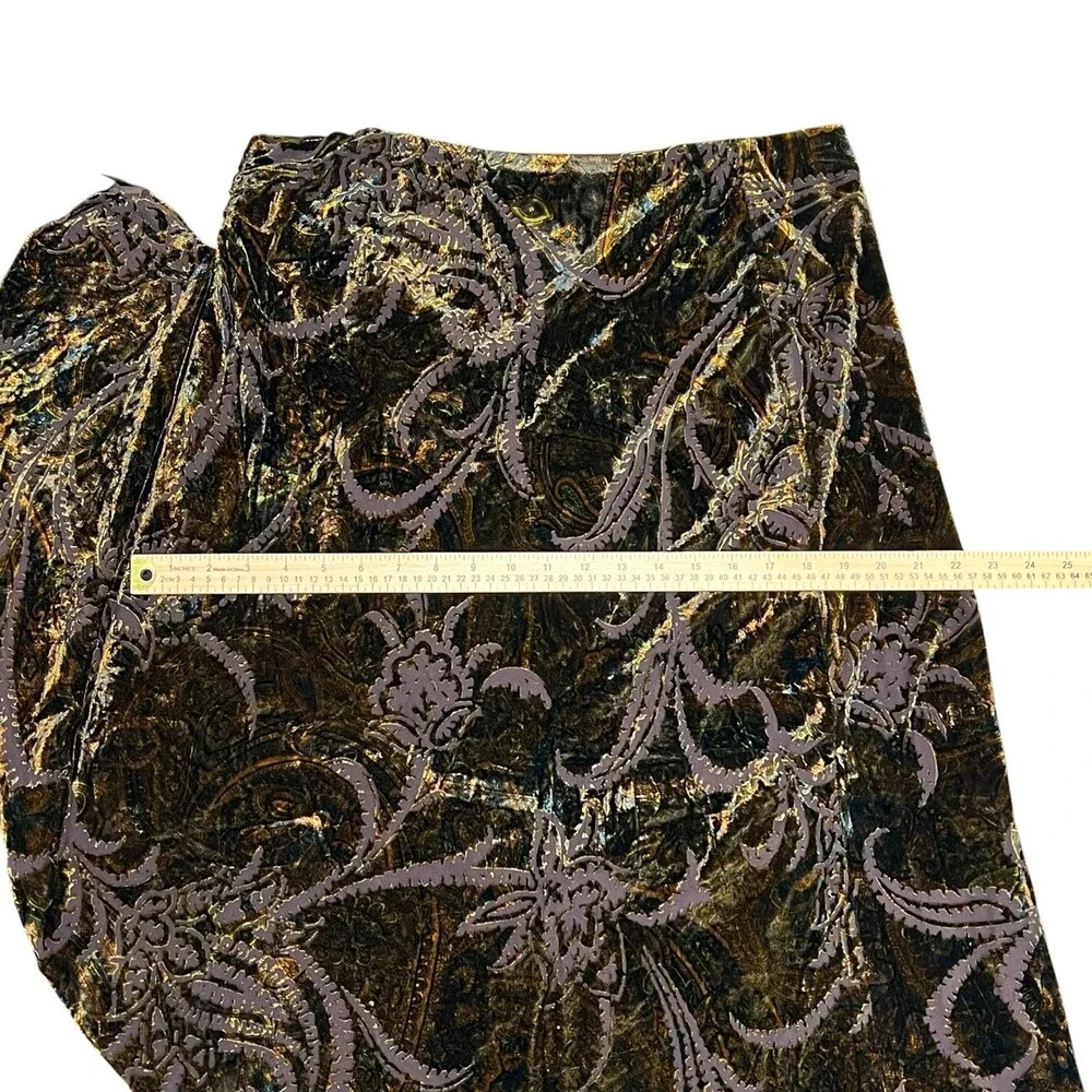Vintage Y2K Lauren Ralph Lauren Skirt Large Burnout Velvet Silk Blend Paisley